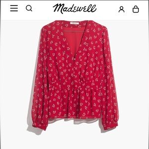 Madewell - Red Floral Blouse / Size XS